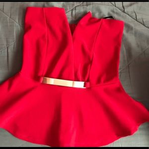 Red strapless shirt